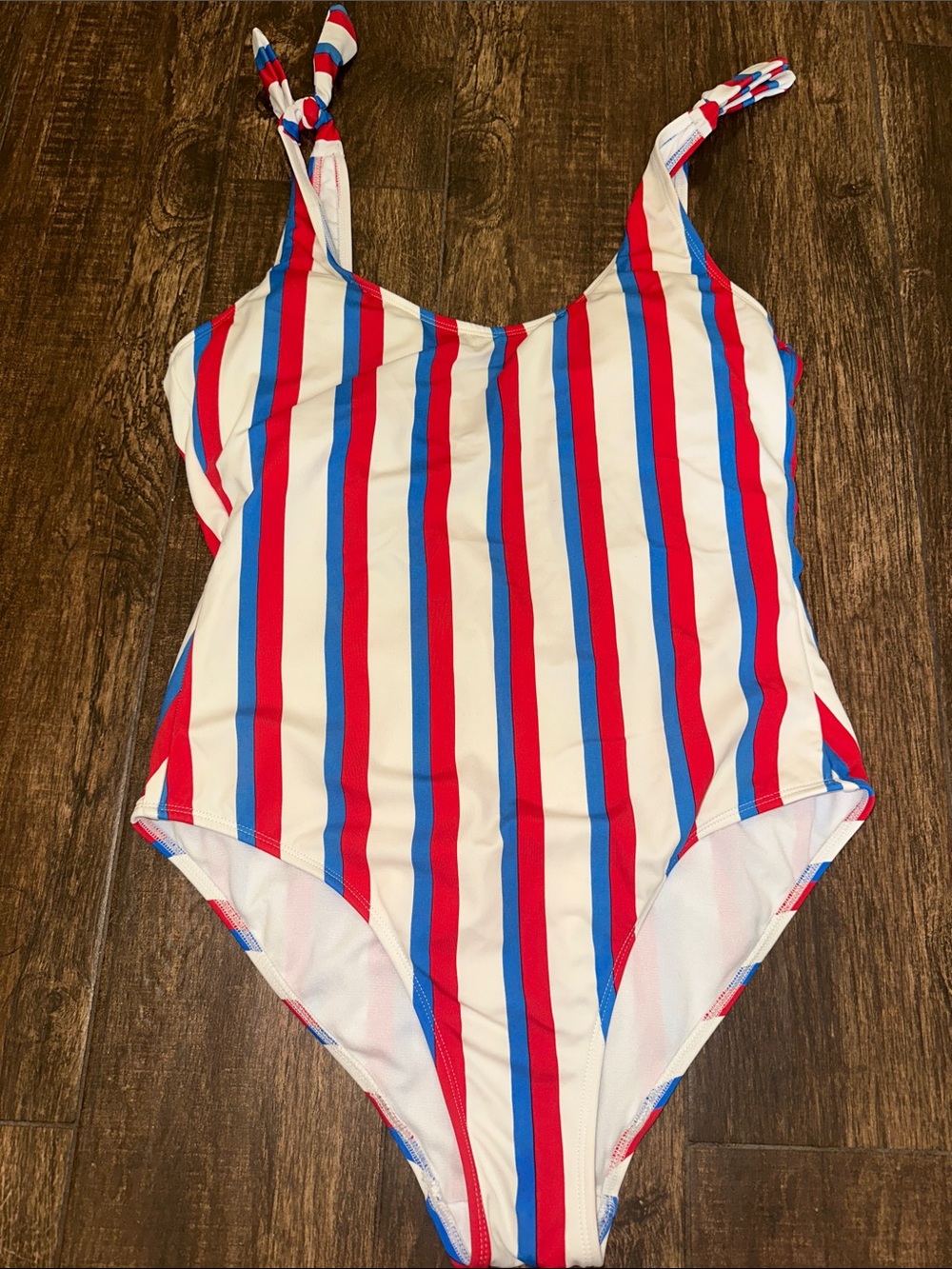 Women ' Red, White & Blue Striped One-Piece Swimsuit